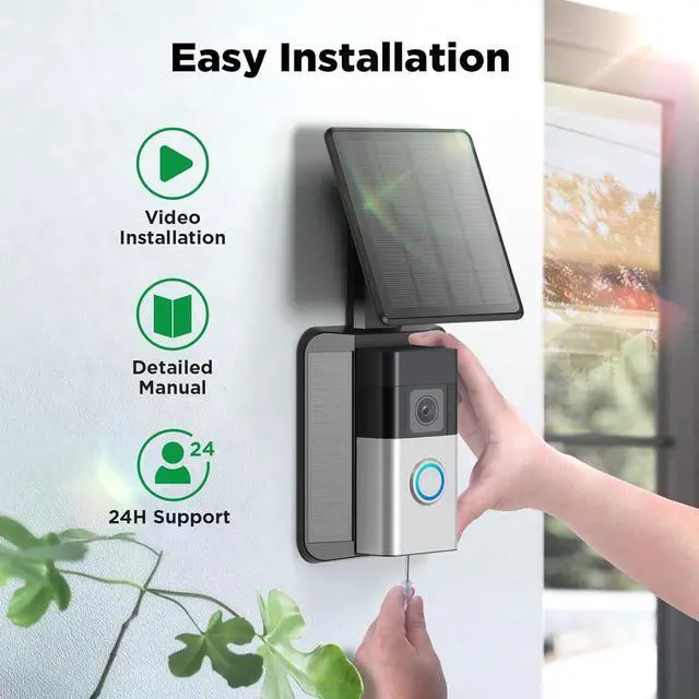 Alt view image 7 of 7 - Solar Charger Compatible with Battery Doorbell (2024 Release) Waterproof Continuously Solar Panel Adjustable Panel Only for USB-C Port Video Doorbell