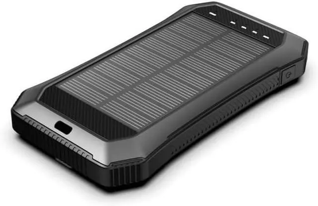 Main image of Solar Power Bank 10000mAh - Phone Charger with 20 LED Lights Fast Charging for 3 Devices Solar Phone Charger Power Bank for Camping Travel & Emergencies