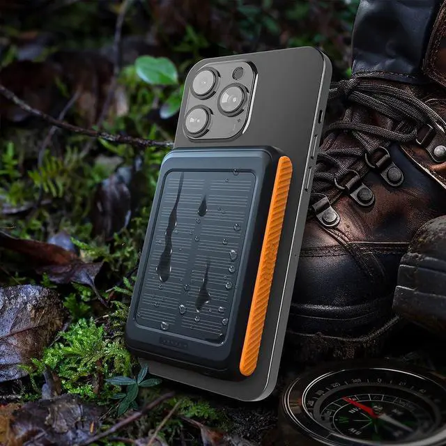 Alt view image 2 of 6 - ROC 5 Solar Power Bank 5000mAh MagSafe Compatible Wireless Charger for iPhone 15/14/13 QC3.0 USB-C PD20W IP54 Rugged Outdoor Battery with 5-Year Warranty for Travel Camping