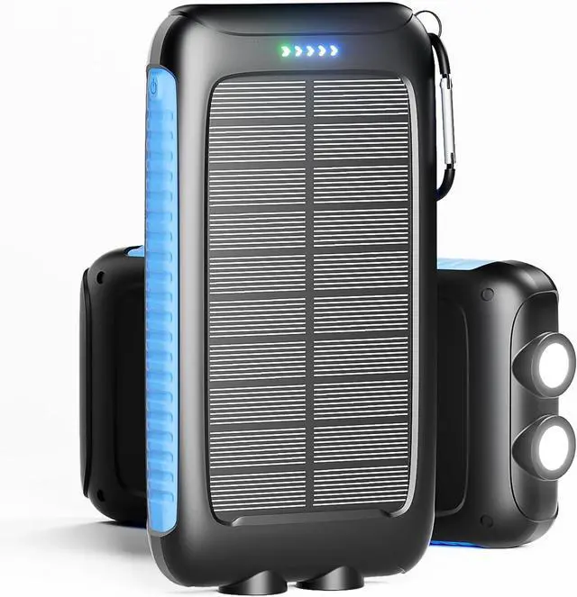 Main image of Power-Bank-Solar-Charger - 20000mAh Power Bank Portable Charger External Battery Pack 5V/3A Type C Input Output Dual Built-in Super Bright Flashlight Carabiner Solar Panel Charging