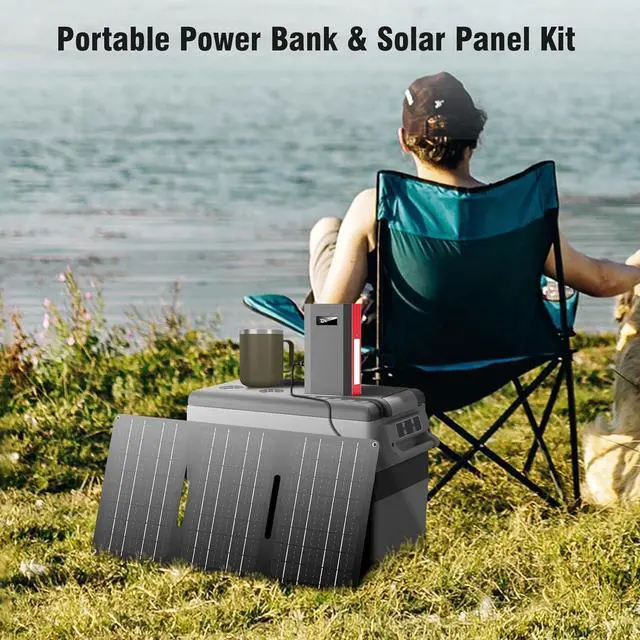 Alt view image 2 of 7 - Portable Power Bank with AC Outlet 65W 110V External Battery Pack 24000mAh Portable Laptop Charger with 30W Foldable Solar Panel Charger for Outdoor Smart Device Camping RV Trip Off Grid-Red