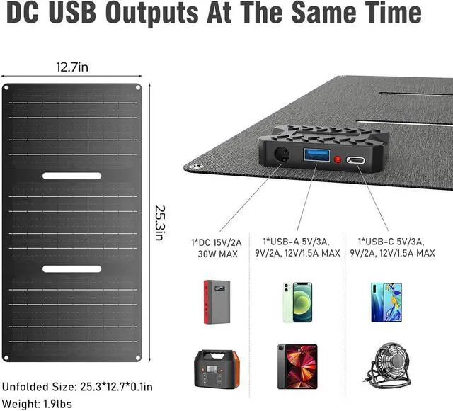 Alt view image 6 of 7 - Portable Power Bank with AC Outlet 65W 110V External Battery Pack 24000mAh Portable Laptop Charger with 30W Foldable Solar Panel Charger for Outdoor Smart Device Camping RV Trip Off Grid-Red