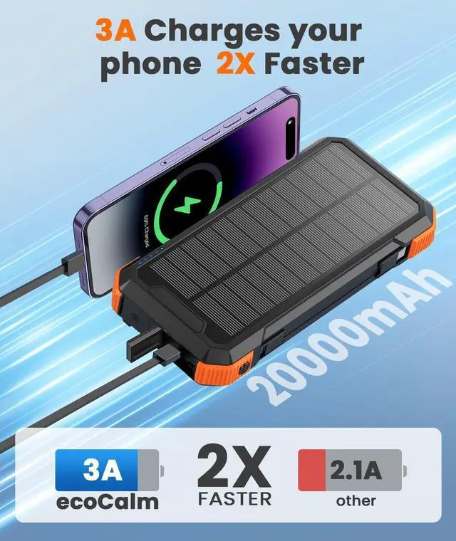 Alt view image 4 of 7 - Solar Charger with 7 Panels Portable Solar Power Bank 15W Fast Charging Hand Crank Generator Built-in Lighter & Dual Flashlights