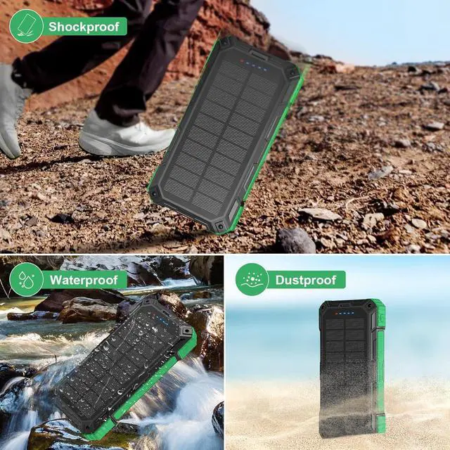 Alt view image 6 of 7 - Solar Charger Power Bank 49800mAh Wireless Portable Phone Charger 22.5W QC3.0 Fast Charging Built in 4 Cables with USB C 6 Outputs & 2 Inputs for Cell Phone