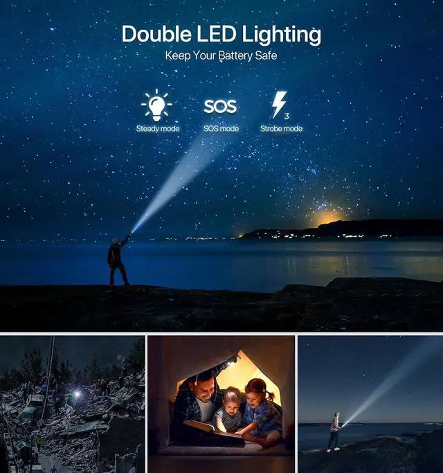 Alt view image 5 of 7 - Solar Charger 20000mAh Portable Solar Power Bank - IPX5 Waterproof with Built-in Solar Panel and LED Flashlight Solar Phone Charger