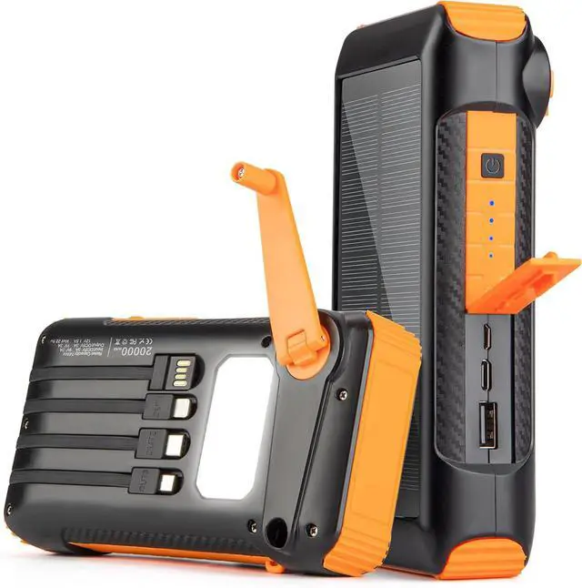 Main image of Solar Power Bank 20000mAh Built in Hand Crank and 4 Cables,22.5W Fast Charge Power Bank Solar Portable Charger LEDs Flashlight,Fast Charging Battery Pack for Outdoor Camping Survival Gear