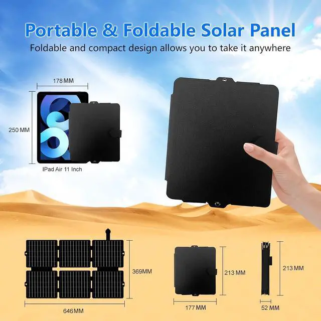 Alt view image 2 of 6 - [Ultra Light] 30W Cell Phone Solar Chargers for iPhone and Android Portable Solar Panels for Camping Hiking Solar Phone Charger for iPhone iPad  Tablets Backpacking Solar Panel Foldable