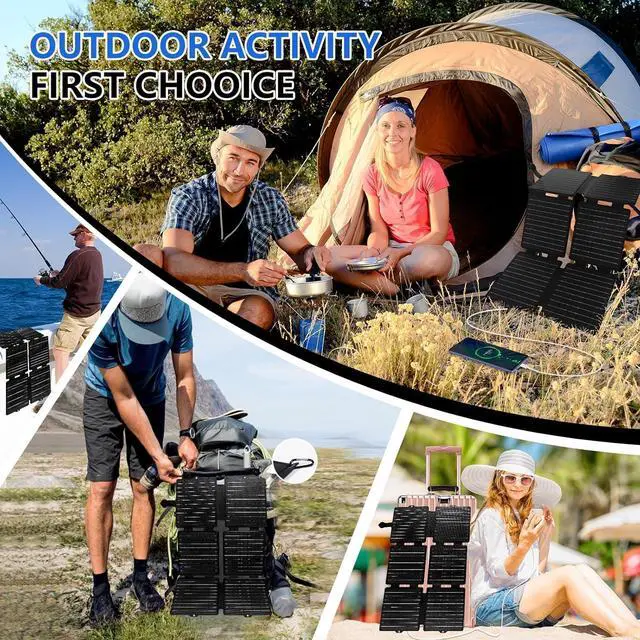 Alt view image 6 of 6 - [Ultra Light] 30W Cell Phone Solar Chargers for iPhone and Android Portable Solar Panels for Camping Hiking Solar Phone Charger for iPhone iPad  Tablets Backpacking Solar Panel Foldable