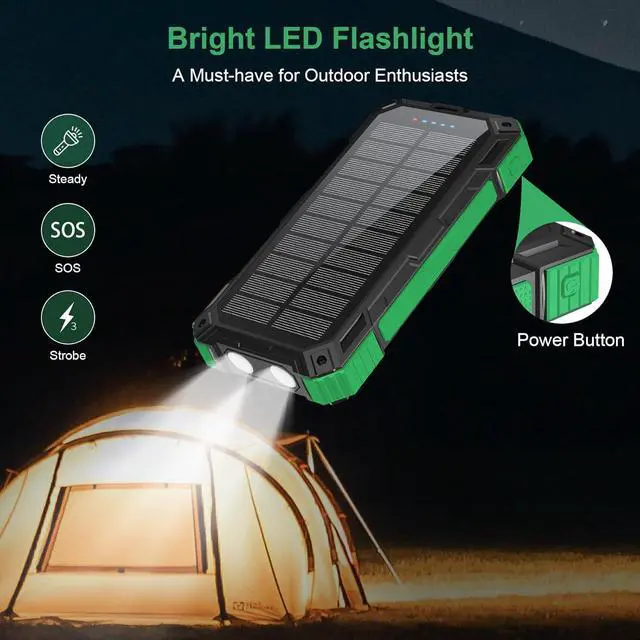 Alt view image 5 of 7 - Solar Charger Power Bank 49800mAh Wireless Portable Phone Charger 22.5W QC3.0 Fast Charging Built in 4 Cables with USB C 6 Outputs & 2 Inputs for Cell Phone