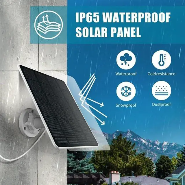 Alt view image 5 of 5 - Solar Panel Charger for Security Camera USB-C and Micro USB Port for Outdoor Rechargeable Battery Camera 5V6W Fast Charging (1Pack)