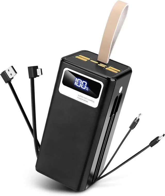 Main image of Power Bank 50000mah Full Capacity 22.5W Fast Charging with Build-in Cables LED Display and Flash Light for Camping Portable Charger Power Bank for Cell Phones and Tablets.