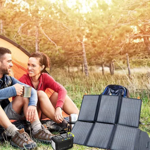 Alt view image 2 of 7 - 60W Portable Solar Panel for Power Station 24% High Efficiency Foldable Solar Charger with QC3.0 USB-A PD3.0 DC Output IP67 Waterproof Solar Panels for Camping RV Power Outage (Without Generator)