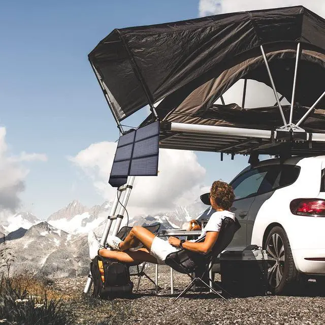 Alt view image 7 of 7 - 60W Portable Solar Panel for Power Station 24% High Efficiency Foldable Solar Charger with QC3.0 USB-A PD3.0 DC Output IP67 Waterproof Solar Panels for Camping RV Power Outage (Without Generator)