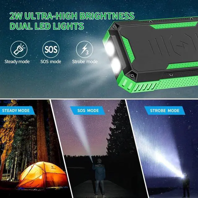 Alt view image 7 of 7 - Solar Charger Power Bank 40000mAh Portable Wireless Charger 22.5W Fast Charging&15W Wireless Charging External Battery Pack with USB C for Cell Phones Solar Panel Charger and Dual Flashlight