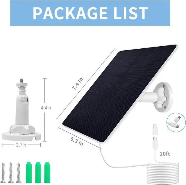 Alt view image 6 of 6 - Solar Panel Charger Compatible with Eufycam 2C/2C Pro/E40/E20/2/2 Pro/E 5V 5W Continuously Charging 9.8ft Cable Weatherproof (1Pack)