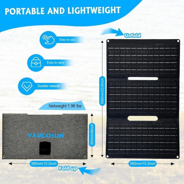 Alt view image 2 of 6 - 36W Portable Solar Panel with USB-A QC3.0 18W Charging for Phone Ipad Power Bank Camping IPX4 Waterproof Foldable Solar Panel Solar Charger DC Output for 12v Battery Small Power Station
