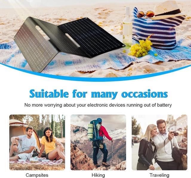 Alt view image 4 of 6 - 36W Portable Solar Panel with USB-A QC3.0 18W Charging for Phone Ipad Power Bank Camping IPX4 Waterproof Foldable Solar Panel Solar Charger DC Output for 12v Battery Small Power Station