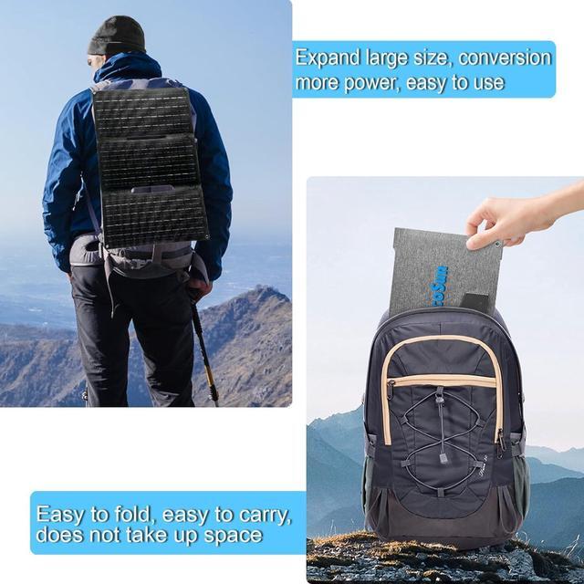 Alt view image 6 of 6 - 36W Portable Solar Panel with USB-A QC3.0 18W Charging for Phone Ipad Power Bank Camping IPX4 Waterproof Foldable Solar Panel Solar Charger DC Output for 12v Battery Small Power Station