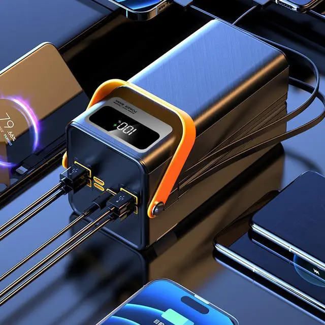 Alt view image 7 of 7 - 100000mAh Power Bank 150W Fast Charging Portable Charger with LED Light with Built-in Cables 4 Outputs & 3 Inputs Rechargeable Portable Power Supply for Cell Phones Wireless Headphones