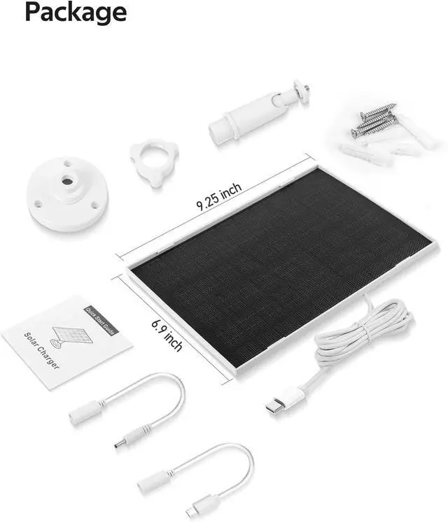 Alt view image 6 of 7 - 2 Pack Ring Solar Panels Charger 6.5W Solar Panels Supply for Security Camera Waterproof Solar Panel Charger with Type-C Micro USB and DC Port 360°Adjustable Mounting