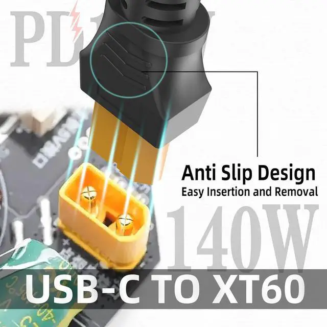 Alt view image 3 of 6 - 140W USB C to XT60 Charging Cable 1.65FT Type C to XT60 Female Adapter PD 140W max Charging Cable for Drone Solar Battery etc for Tool-kitrc M7 M6 M6D M8S Charger(0.5M/1.65F)