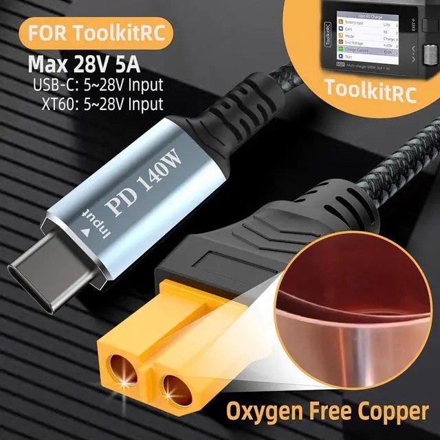 Alt view image 6 of 6 - 140W USB C to XT60 Charging Cable 1.65FT Type C to XT60 Female Adapter PD 140W max Charging Cable for Drone Solar Battery etc for Tool-kitrc M7 M6 M6D M8S Charger(0.5M/1.65F)
