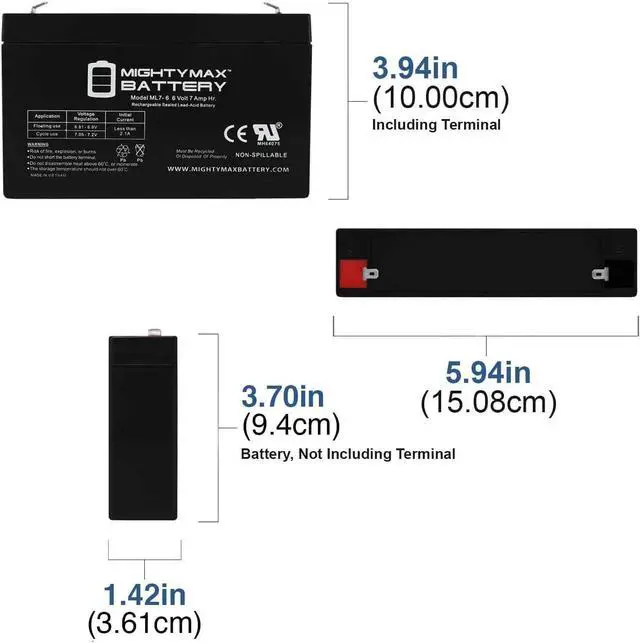 Alt view image 2 of 7 - Mighty Max Battery 6V 7Ah SLA Replacement Battery for Enduring 3FM7