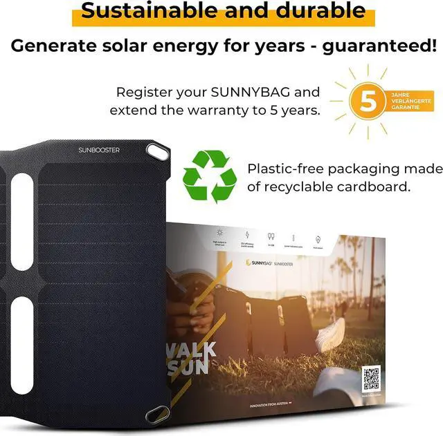 Alt view image 6 of 7 - Sunnybag SUNBOOSTER 21 Portable Solar Charger with 21 Watt Foldable Efficient Waterproof 2 USB Outputs Mobile Phone Tablet Power Bank On The Go Charging for Outdoors Hiking Camping Travel