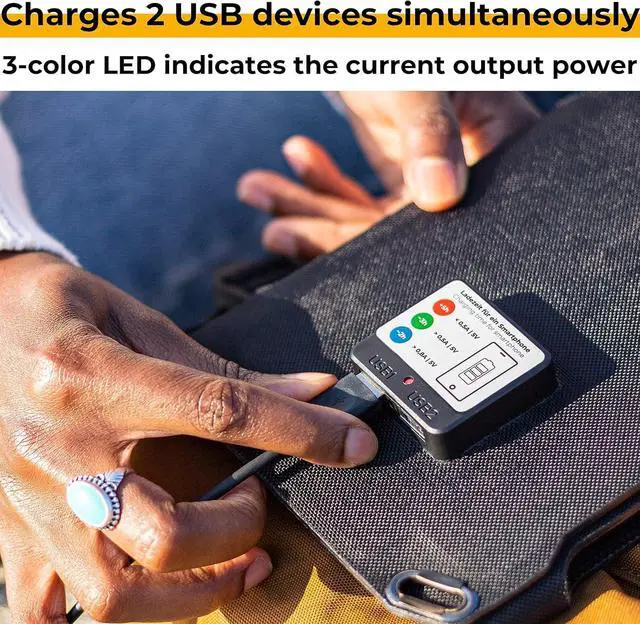 Alt view image 5 of 7 - Sunnybag SUNBOOSTER 21 Portable Solar Charger with 21 Watt Foldable Efficient Waterproof 2 USB Outputs Mobile Phone Tablet Power Bank On The Go Charging for Outdoors Hiking Camping Travel