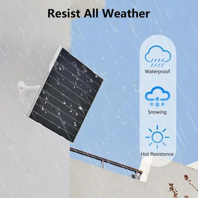 Alt view image 5 of 7 - Solar Panel for Security Camera 5V9W IP65 Waterproof Camera SolarPanel with 360°Adjustable Mounting USB Solar Panel for Security Camera with USB-C Port & MicroUSB Long Charging Cable(2 Pack)