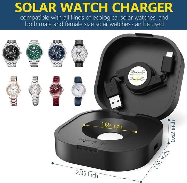 Alt view image 2 of 6 - Solar Powered Watch Fast Charger for All Eco Solar Watches Reloj Hombre Solar Pad Power Smart Watch Portable Design Timing Function