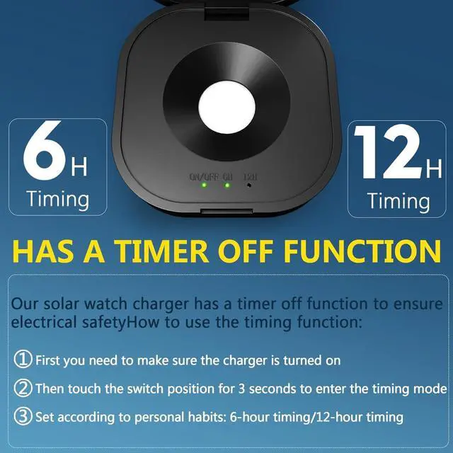 Alt view image 4 of 6 - Solar Powered Watch Fast Charger for All Eco Solar Watches Reloj Hombre Solar Pad Power Smart Watch Portable Design Timing Function