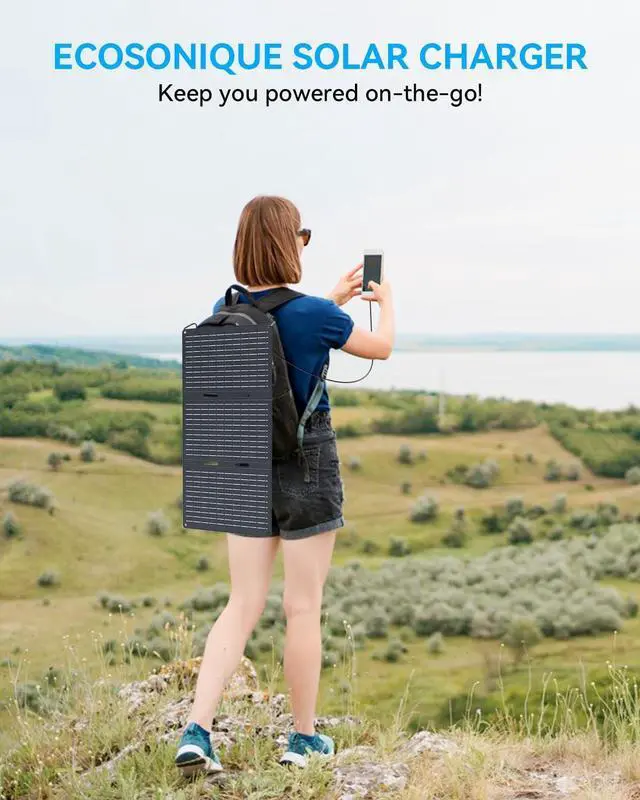 Alt view image 5 of 7 - Ecosonique 30W Portable Solar Charger Foldable Solar Panels with USB C USB A Fast Charging Waterproof for Camping Backpacking Compatible with Cell Phone, iPhone, iPad, Samsung Galaxy, LG, Power Banks