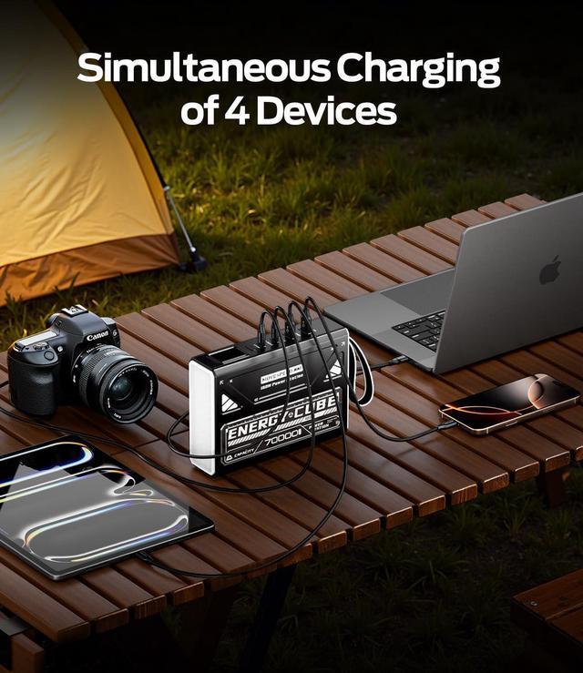 Alt view image 6 of 7 - Power Bank 70 000mAh 100W High Capacity Laptop Portable Charger Fast Charging USB C Battery Pack with Flash Light Outdoor External Battery Bank for iPhone iPad Camping Travel