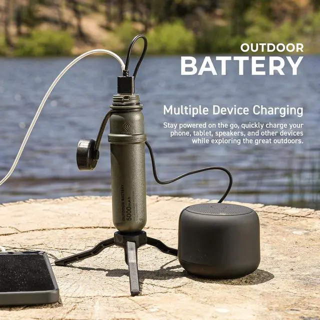 Alt view image 2 of 7 - ELECOM NESTOUT Portable Charger, 5000mAh Outdoor Battery Power Bank, 15W USB-C Fast Charging, Waterproof IP67, Durable Shockproof, Battery Pack for Phone Tablet Hiking Travel Camping (Black, 5000mAh)