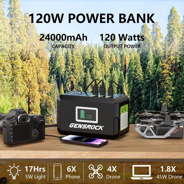 Alt view image 2 of 7 - Portable Power Bank 24 000mAh Portable Laptop Charger with 150W Peak AC Outlet 8-Port Compatible with iPhone Series MacBook   for Outdoor Camping Home Office Emergency.