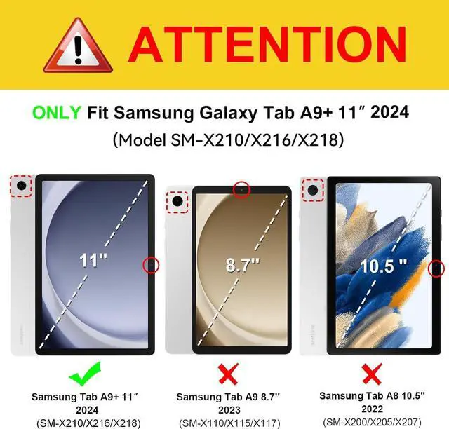 Alt view image 2 of 7 - Case for  Galaxy Tab A9+/A9 Plus 11 2024 Model (SM-X210/X216/X218) Heavy Duty Shockproof Rugged High Impact Protective Case Black
