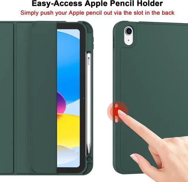 Alt view image 3 of 7 - iPad (A16) Case/iPad 10th Generation Case [11-Inch 2025/10.9 Inch 2022] with Pencil Holder Smart Cover with Soft TPU Back [Support Auto Wake/Sleep] (New Midnight Green)