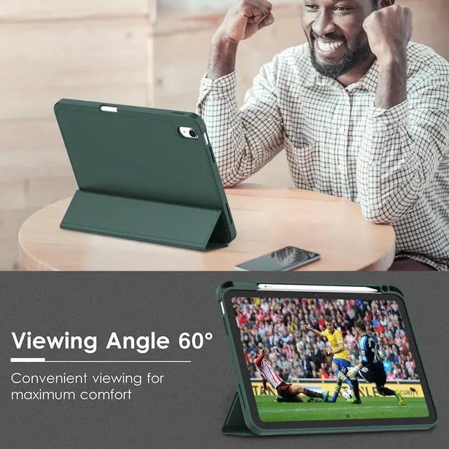 Alt view image 5 of 7 - iPad (A16) Case/iPad 10th Generation Case [11-Inch 2025/10.9 Inch 2022] with Pencil Holder Smart Cover with Soft TPU Back [Support Auto Wake/Sleep] (New Midnight Green)