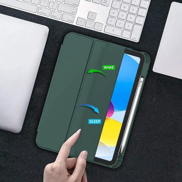 Alt view image 6 of 7 - iPad (A16) Case/iPad 10th Generation Case [11-Inch 2025/10.9 Inch 2022] with Pencil Holder Smart Cover with Soft TPU Back [Support Auto Wake/Sleep] (New Midnight Green)