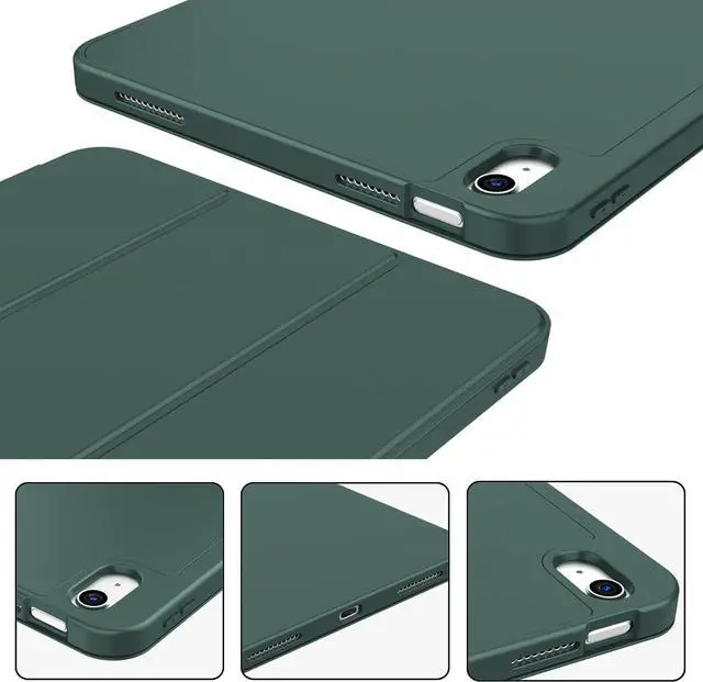 Alt view image 7 of 7 - iPad (A16) Case/iPad 10th Generation Case [11-Inch 2025/10.9 Inch 2022] with Pencil Holder Smart Cover with Soft TPU Back [Support Auto Wake/Sleep] (New Midnight Green)