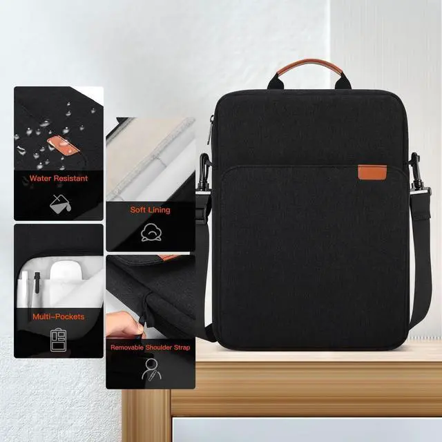 Alt view image 4 of 7 - 9-11 Inch Tablet Sleeve iPad Carrying Bag for 11 inch iPad Pro M4 /11 inch iPad Air M3 M2  Galaxy Tab S9+ Plus/S9 FE+ 12.4 Fire Max 11/ HD 10 iPad 11th Case with Strap Black