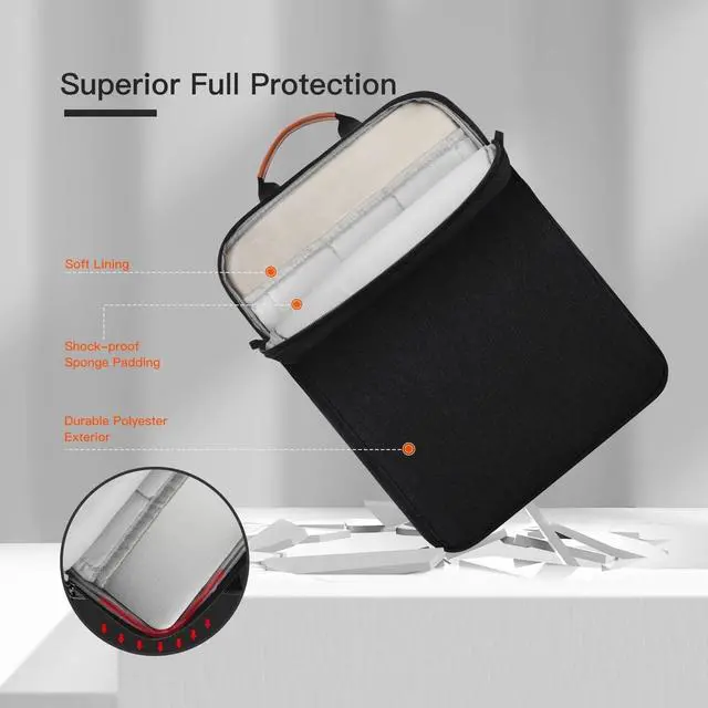 Alt view image 5 of 7 - 9-11 Inch Tablet Sleeve iPad Carrying Bag for 11 inch iPad Pro M4 /11 inch iPad Air M3 M2  Galaxy Tab S9+ Plus/S9 FE+ 12.4 Fire Max 11/ HD 10 iPad 11th Case with Strap Black
