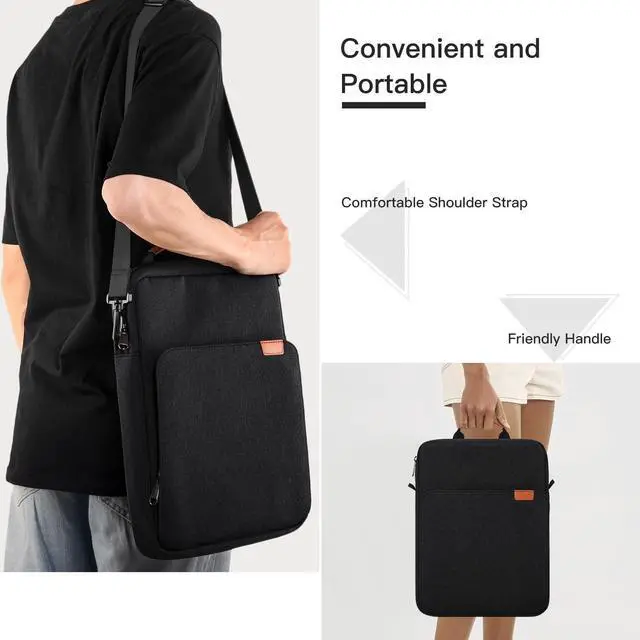 Alt view image 7 of 7 - 9-11 Inch Tablet Sleeve iPad Carrying Bag for 11 inch iPad Pro M4 /11 inch iPad Air M3 M2  Galaxy Tab S9+ Plus/S9 FE+ 12.4 Fire Max 11/ HD 10 iPad 11th Case with Strap Black