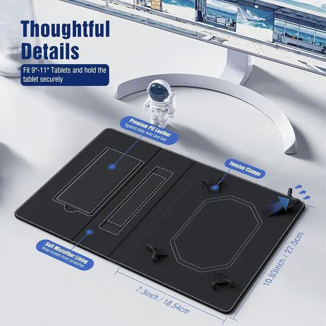 Alt view image 2 of 7 - Universal Case for 10.1 Inch Android Tablet with Pen Loop Lightweight Folding Stand Cover with Hand Strap for All 9-11 Touchscreen Tablet Black