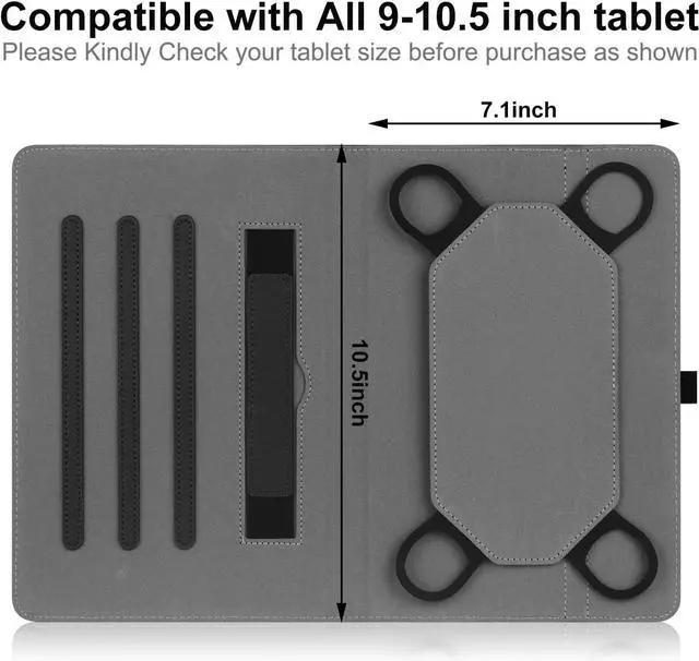 Alt view image 4 of 6 - Universal 9 10 10.1 inch Android Tablet Case Slim 360 Degree Rotatable Back Cover Folio Case for Universal 9-11 inch Tablet with Multi-Angle Viewing Stand Black