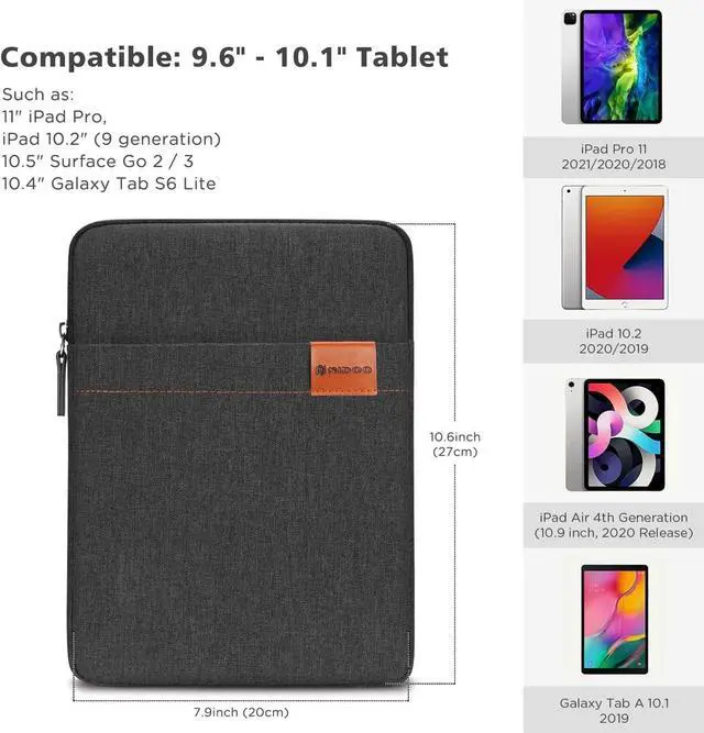 Alt view image 2 of 7 - Tablet Sleeve Bag for 10.2 10.9 11 inch iPad / 10.9 iPad Air Gen 4 5/11 iPad Air M2 M3 2025 /iPad Pro M4 10 inch Laptop Carrying Case Vertical for 10.5 Surface Go 3/  Galaxy A8 S8