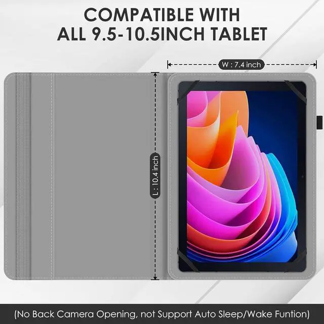 Alt view image 2 of 7 - Universal 10 Inch Tablet Case 10.1 Inch Android Tablet Cover Protective Folio Stand Case for 9.6-10.5 Inch Tablet PU Leather Tablet Cover for 10.1 Inch Tablet Android