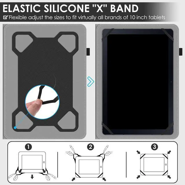 Alt view image 3 of 7 - Universal 10 Inch Tablet Case 10.1 Inch Android Tablet Cover Protective Folio Stand Case for 9.6-10.5 Inch Tablet PU Leather Tablet Cover for 10.1 Inch Tablet Android