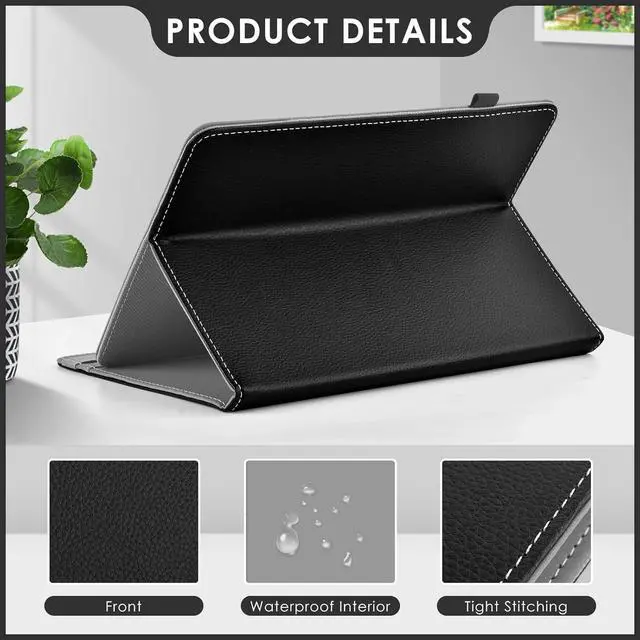 Alt view image 4 of 7 - Universal 10 Inch Tablet Case 10.1 Inch Android Tablet Cover Protective Folio Stand Case for 9.6-10.5 Inch Tablet PU Leather Tablet Cover for 10.1 Inch Tablet Android